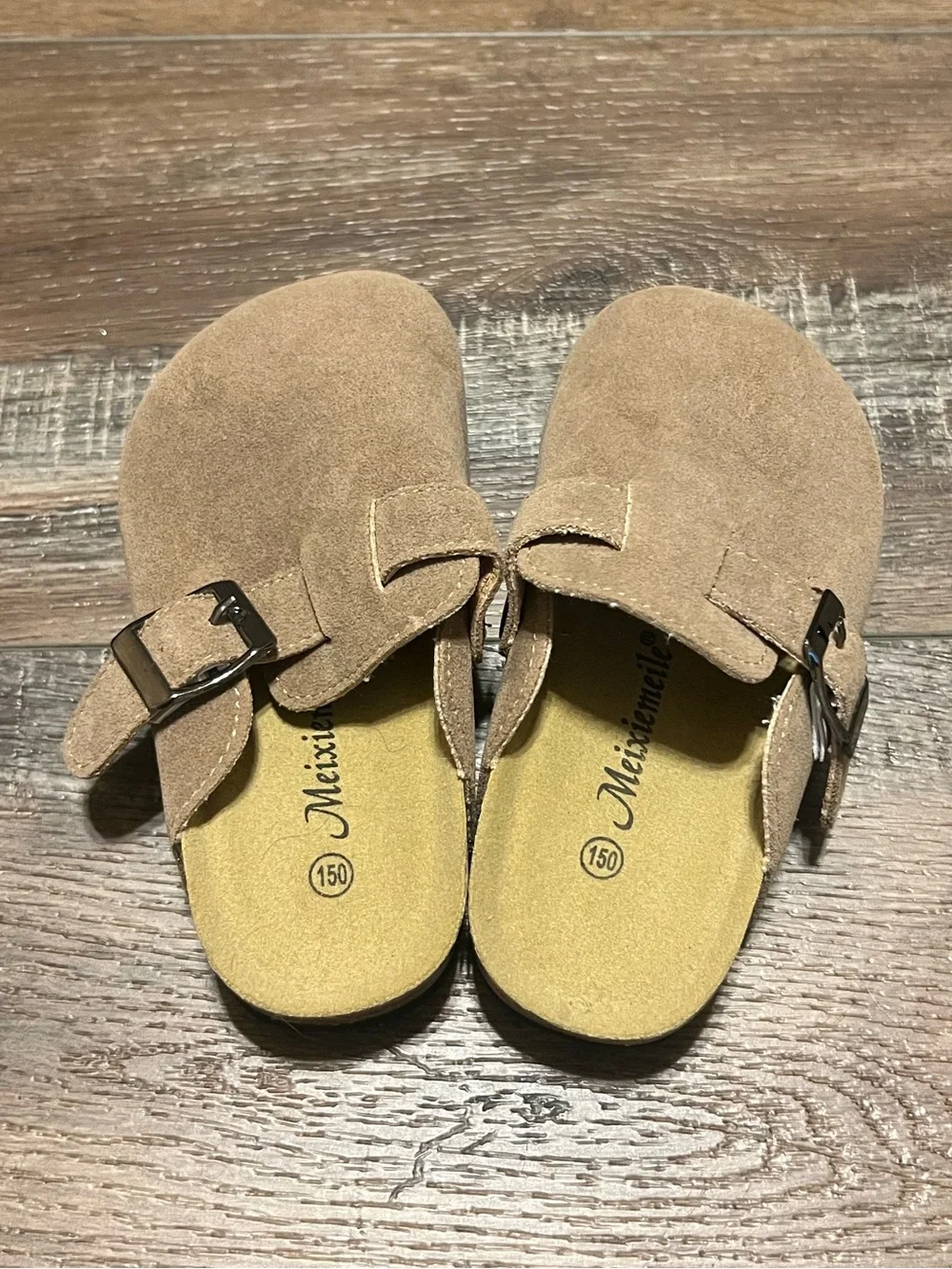 Amazon Kids Suede Slip-On Clogs in Light Brown